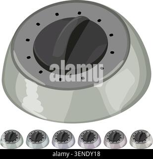Stoppuhr Küchen-Timer-Cartoon. Stoppuhr Küche Timer Uhr Zeichen bunte Illustration Stock Vektor