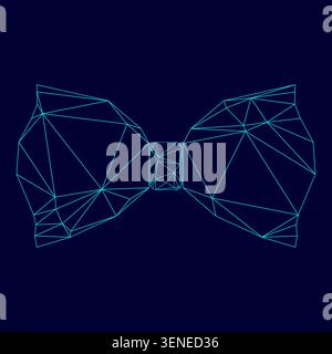 Bogen Schmetterling niedrige Poly Triangulation triangulierte polygonale elektrische Cyan blau leuchtendes Aqua Neon Farbe Vektor Illustration Bild Umriss Kontur Linie Stock Vektor