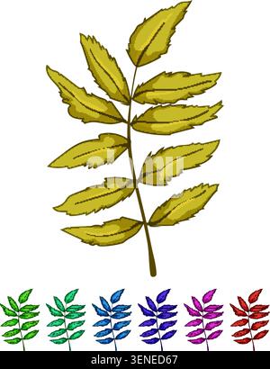 Orangefarbenes Herbstlaub-Cartoon. Jahreszeit Farbe, Blätter Baum, Natur gelb orange Herbstblatt Zeichen bunte Illustration Stock Vektor