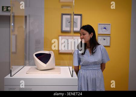 Zum ersten Mal vereint Barbara Hepworths radikal gemalte Skulpturen aus den 1940er Jahren. Zum ersten Mal seit der Übernahme für die Nation im vergangenen Jahr nach einem großen Spendenaufruf von 3,8 Millionen Pfund zu sehen . Sculpture with Colour (Oval Form ) , Pale Blue and Red (1943) eine bahnbrechende Skulptur in Hepworths Karriere und als Meisterwerk der britischen abstrakten Moderne anerkannt . Stockfoto