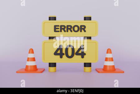 Fehler 404 unter Konstruktionszeichen Website-Banner 3D-Symbol Konzept Stockfoto