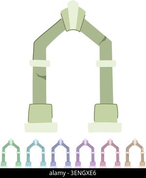 Steinbogentor-Element, das einen Durchgang und ein Symbol für Eingang, Portal oder Eingang bietet, minimalistischer flacher Vektor auf weißem Hintergrund für ui, Spiel oder DE Stock Vektor