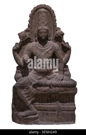 Vishnu. Pallava, 8. Jahrhundert n. Chr. Stein. Südindien. Höhe: 165,0 cm, Breite: 85,5 cm, Tiefe: 32,5 cm. Stockfoto