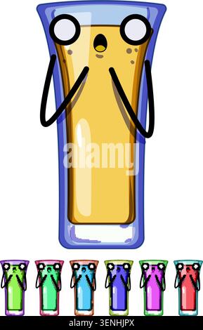 Cartoon mit Retro-Cocktail-Charakter. Bierhand, Trinkglas, Poster Soda Retro Cocktail Charakter Zeichen bunte Illustration Stock Vektor