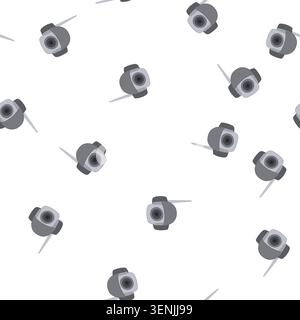 Cartoon mit Pattern Technology ip-Kamera. Steuerkamera, Schutznetz, equment Objektiv Technologie ip Kamera Schild. Nahtlose Symbolvektorillustration Stock Vektor