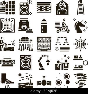 Verschiedene digitale Symbole, die alltägliche Objekte, Aktivitäten, Dienste, abstrakte Gefühle und konzeptionelle Elemente für das Design der Benutzeroberfläche und in darstellen Stock Vektor