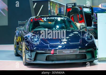 Dunkelblauer Porsche Manthey. Thailand, Bangkok 07. april 2024. Stockfoto