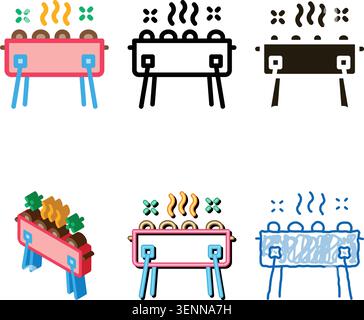 bbq-Brazier-Symbolvektor. Schild für grillbräuner. Symbol für saubere Farbe Stock Vektor