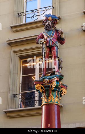 Ryfflibrunnen ist ein Brunnen aus dem 16. Jahrhundert in der Altstadt von Bern Stockfoto