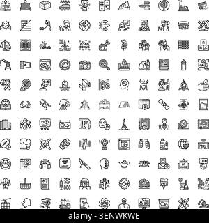 Großer Satz minimalistischer Liniensymbole für Reisen, Unternehmen, Technologie, Gesundheit, Bildung und Lifestyle Clean Vektorsymbole für Web, App und ui Design Stock Vektor