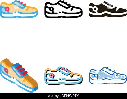 Besondere Sportschuhe – Symbol Vektor. „Mix Outline Special Sports Shoes“-Schild. Symbol Für Isolierte Kontur Stock Vektor