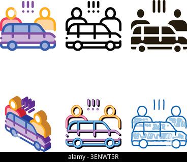 Streit zwischen Autofahrern vereinfachter Symbolvektor. Umrissstreit zwischen Autofahrern Schild. Symbol Für Isolierte Kontur Stock Vektor