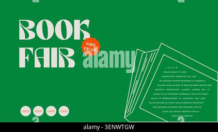 Buchclub, Messe- und Marktbanner und Poster-Design. Farbige Vorlagen für vertikale Poster und Banner. Minimal-Serie für Buchfestival, Buchhandlung und bac Stock Vektor