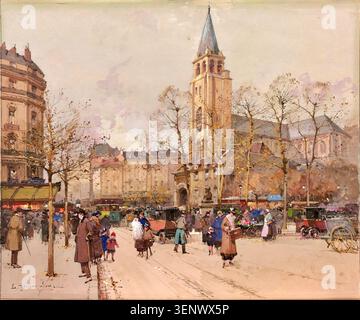 Eugène Galien-Laloue, Blick auf die Boulevards in Saint-Germain-des-Prés (Vue des Boulevards à Saint-Germain-des-Prés), unbekanntes Jahr Stockfoto
