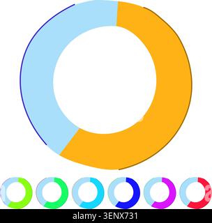 Ringdiagramm zur Visualisierung von Datenverteilung und -Vergleich mit einer fettgedruckten blauen und roten Kreisgrafik, die Informationen und Finanzstatistiken darstellt Stock Vektor
