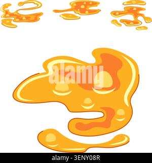 Geschmolzene Lava oder viskose Flüssigkeit schafft abstrakte Formen und Pfützen, die Wärme, Gefahr, Strömung und Strömungsdynamik in leuchtendem Orange und Gelb symbolisieren Stock Vektor