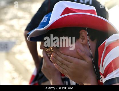 Los Angeles, USA. Juni 2026. Die Fans sind während des Gruppenspiels D zwischen den USA und Paraguay bei der FIFA Fussball-Weltmeisterschaft 2026 im Los Angeles Stadium in Los Angeles, USA, am 12. Juni 2026 zu sehen. Quelle: Mao Siqian/Xinhua/Alamy Live News Stockfoto