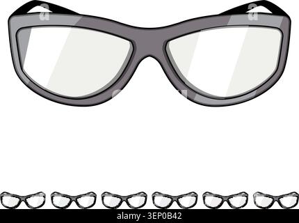 Karikaturillustration mit Industriebrille, ein wichtiges Stück persönlicher Schutzausrüstung, bietet Augenschutz in medizinischen, Labora Stock Vektor