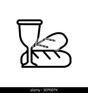 Kommunion eucharist Brotwein mit schwarzem Vektor-Symbol. Es repräsentiert das christliche Sakrament eps 10. Stock Vektor
