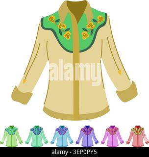 westliches Cowgirl Hemd Cartoon. Vintage Hut, Grafik Rodeo, Zeichnung Land Western Cowgirl Hemd Zeichen Vektor Stock Vektor