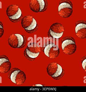 Muster rosa Litschi handgezeichnet. Frische Natur, rote gesunde, organische Zutat rosa Litschi Vektor-Skizze Illustration Stock Vektor