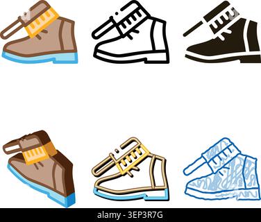 Symbol Zum Bürsten Von Schuhen Vektor. Umrissschild Zum Bürsten Von Schuhen. Kontursymbol für isolierte Mischung Stock Vektor