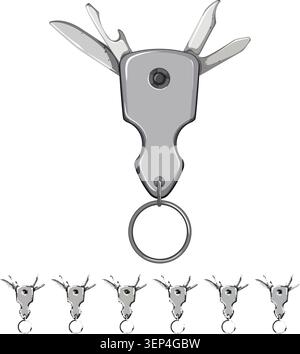 Comic mit multitool-Messerwerkzeug. multitool Messer Werkzeug Schild bunte Illustration Stock Vektor