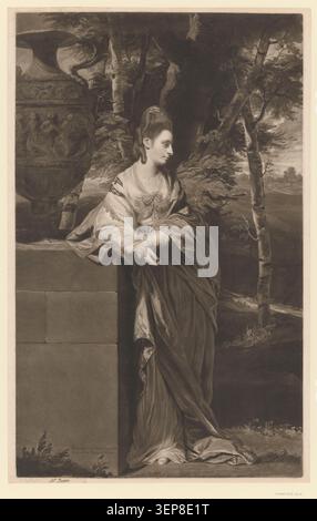 Ein raffiniertes Porträt zeigt Hr. Mrs. Parker in einer eleganten Dreiviertelansicht, die 1773 von Thomas Watson nach einem Gemälde von Sir Joshua Reynolds eingraviert wurde und die ideale der georgischen Ära von Poise, aristokratischer Identität und kultivierter sozialer Repräsentation in der britischen Porträttradition widerspiegelt Stockfoto