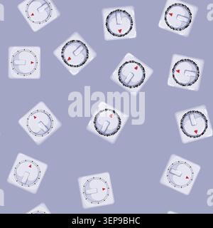 Cartoon mit nahtlosem Muster für die Küchen-Timer-Uhr. Koch Küche Timer Uhr Zeichen Vektor Stock Vektor
