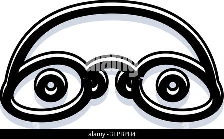 Cartoon-Augenpaar mit stilisierter Linienart, die Neugier und aktive Beobachtung zum Ausdruck bringt und Konzepte von Entdeckung, Vision und symbolisiert Stock Vektor