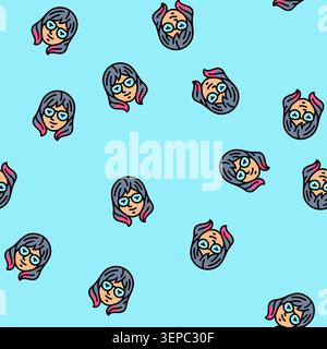 Otaku Frau Avatar Vektor nahtlose Muster Otaku Frau Avatar Zeichen Illustration Stock Vektor