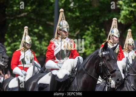 The Life Guards of the Household Cavalry Riding at Trooping the Colour 2026 in the Mall, London, UK. Stockfoto