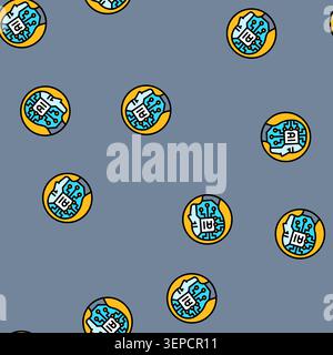 AI Kopfprofil Deep Learning Vektor nahtloses Muster Ai Kopfprofil Deep Learning Zeichen Illustration Stock Vektor