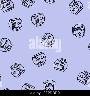 Süßwasseraquarium Fisch Vektorlinie nahtlose Muster Süßwasseraquarium Fisch Zeichen Illustration Stock Vektor