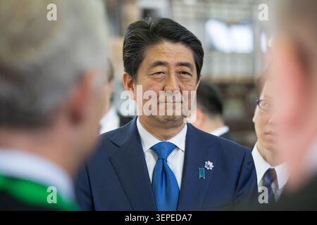 Shinzō Abes ist ein japanischer Politiker, der vier Jahre gedient hat Amtszeiten als Premierminister von Japan und Präsident der Liberaldemokratische Partei Stockfoto