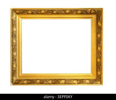 Rechteckiger goldener Rahmen mit detaillierten, geschnitzten Blumenmustern Stockfoto