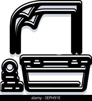 Bürobedarf Line Art Symbol für Dokumente, die in einem Behälter neben einem Stapel Ringordner abgelegt werden, das Konzepte der Organisation und Daten veranschaulicht Stock Vektor