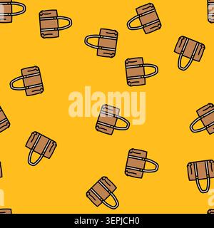Ledertasche Sparsamkeit gesteuerte Mode Vektor nahtlose Muster Ledertasche Sparsamkeit gesteuerte Mode Zeichen Illustration Stock Vektor