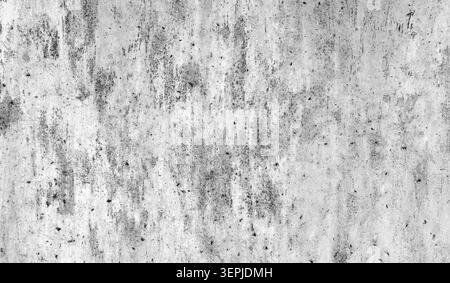 Verrostete, verwitterte Wandstruktur mit grauen Flecken, Schwarz-weiß-Hintergrundfotografie Stockfoto