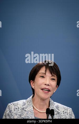 Offizieller Besuch der japanischen Premierministerin Sanae Takaichi in Italien die italienische Premierministerin Giorgia Meloni trifft sich während ihres offiziellen Italienbesuchs mit der japanischen Premierministerin Sanae Takaichi. Das bilaterale Treffen konzentriert sich auf die Stärkung der Zusammenarbeit zwischen Italien und Japan in wichtigen politischen, wirtschaftlichen und internationalen Fragen. Rom, 15. Juni 2026. Rom Italien Copyright: XAndreaxCalandrax Stockfoto