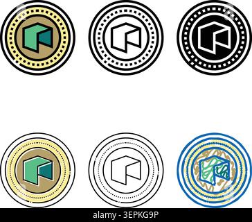 Neo Digital Money Farbe Symbol Vektor. Neo Set digitales Geldzeichen. Isoliertes Symbol Stock Vektor