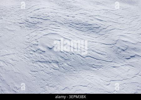 Nahaufnahme der texturierten Schneeoberfläche Stockfoto