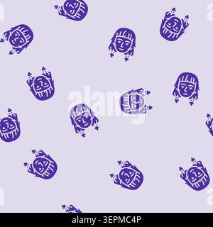 Frau Otaku Avatar Vektor Glyphe nahtlose Muster Frau Otaku Avatar Zeichen Illustration Stock Vektor