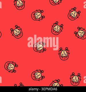 Frau Otaku Avatar Vektor nahtlose Muster Frau Otaku Avatar Zeichen Illustration Stock Vektor