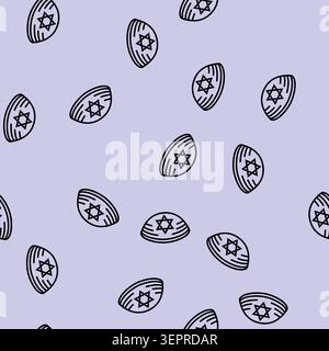 Kippah YARMULKE jüdische Vektorlinie nahtloses Muster Kippah YARMULKE jüdische Zeichen Illustration Stock Vektor