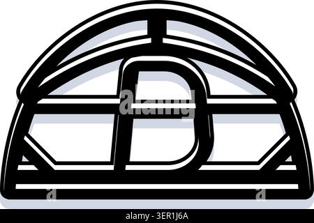 Modernes Schwarzweiß-Monogramm mit Buchstaben-d-Motiv mit linearen, symmetrischen Bogenelementen und klaren minimalistischen Linien Stock Vektor