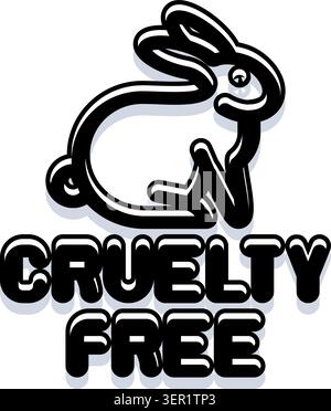 Grausamkeit-freies Logo mit niedlichem Kaninchen-Symbol, das ethischen Konsum symbolisiert, keine Tierversuche, vegane Produkte und zertifiziertes Tierschutzlabel Stock Vektor