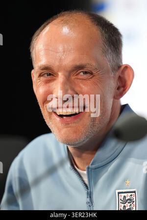 England manager Thomas Tuchel, during a press conference at the Dallas Stadium, Dallas. Picture date: Tuesday June 16, 2026. Stockfoto