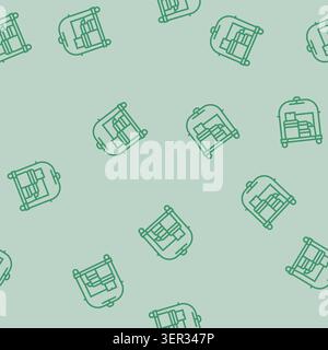 Gepäckwagen Gastfreundschaft Hotel Vektorlinie nahtlose Muster Gepäckwagen Gastfreundschaft Hotel Zeichen Illustration Stock Vektor