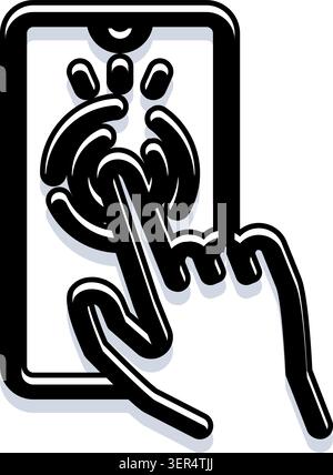 Mobiles Gerät, das einen Fingerabdruck-Scan anzeigt, während ein Finger den Bildschirm berührt, um die Identität zu bestätigen und sicher auf Anwendungen und Daten auf dem sm zuzugreifen Stock Vektor